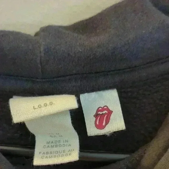 H&M Rolling Stones Graphic Hoodie, size medium, black and white - Picture 3 of 7